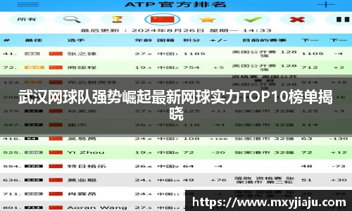 武汉网球队强势崛起最新网球实力TOP10榜单揭晓